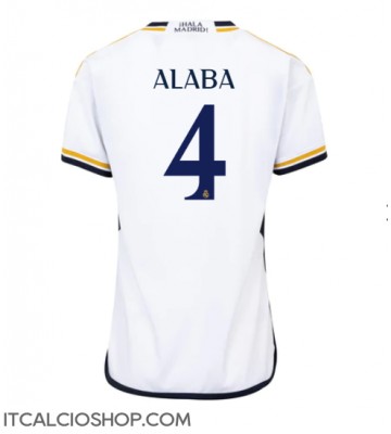 Real Madrid David Alaba #4 Prima Maglia Femmina 2023-24 Manica Corta